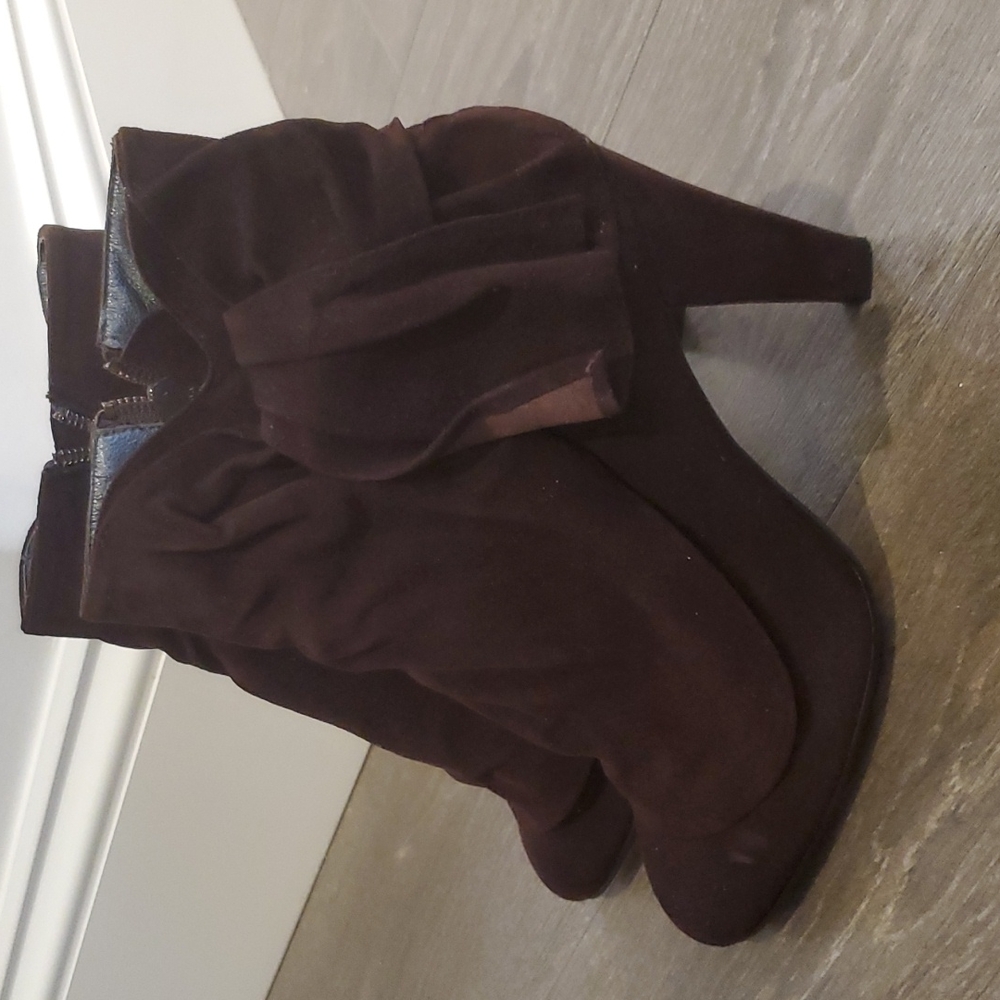 Aldo Dark Brown Suede Bow Detail Ankle Booties